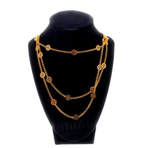 Tory Burch logo Multiple Strand Golden Chain Neck